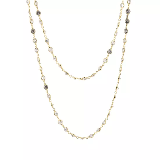 925 Ayar Sıra Taşlı Altın Kaplama Kadın Zincir Kolye