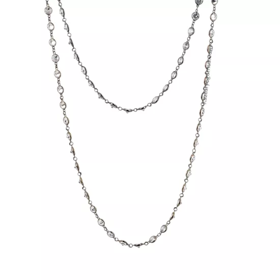 925 Ayar Sıra Taşlı Oksitli Kadın Zincir Kolye