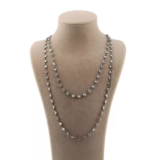 925 Ayar Sıra Taşlı Oksitli Kadın Zincir Kolye