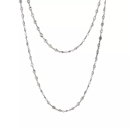 925 Ayar Gümüş Sıra Taşlı Oksitli Kadın Zincir Kolye