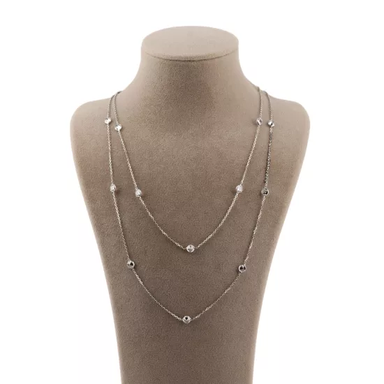 925 Ayar Gümüş Sıra Taşlı Kadın Zincir Kolye
