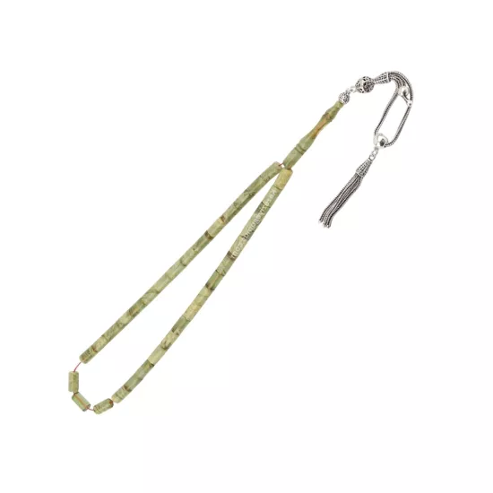 925 Ayar Yeşil Toz Kehribar Kapsül Model Tesbih