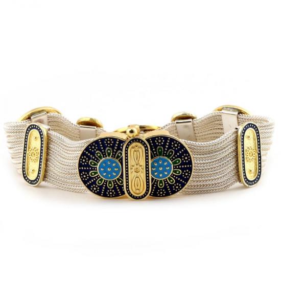 Mardin Wicker Embroidered Enameled Silver Bracelet