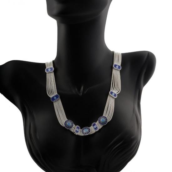 925 carat Mardin Wicker Enamel Silver Necklace