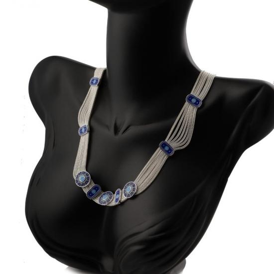 925 carat Mardin Wicker Enamel Silver Necklace