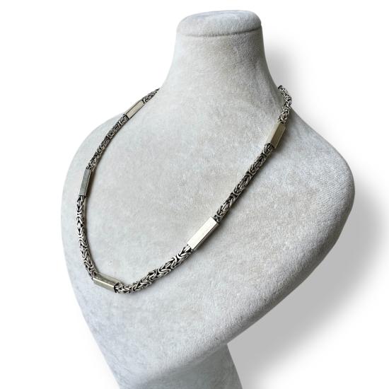 4mm Square Piece King Men’s Silver Chain