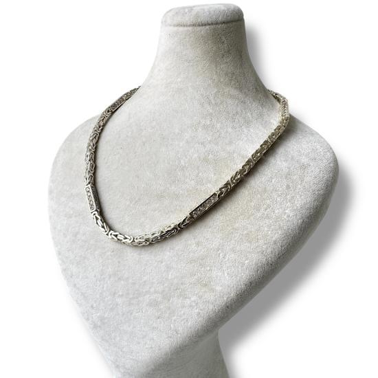 4mm Square Stone King Men’s Silver Chain