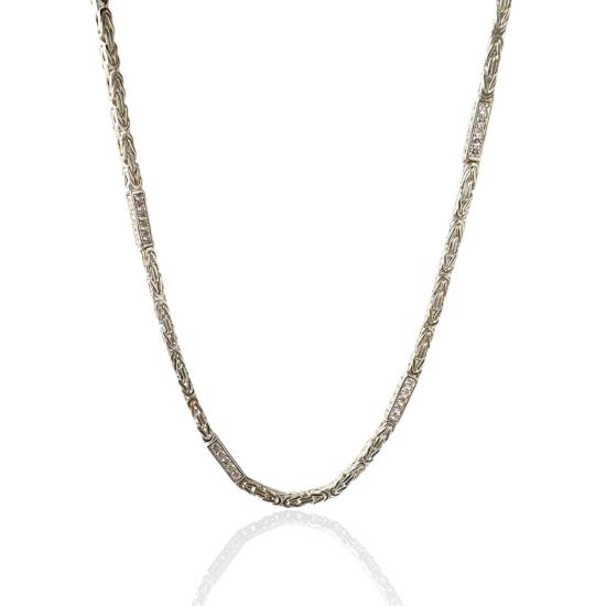 4mm Square Stone King Men’s Silver Chain