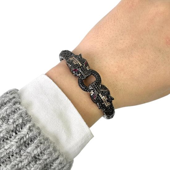 Snake Serisi Vip Unisex Gümüş Bileklik Miks Taşlı