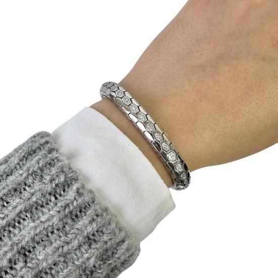 925 sterling Snake Vip Silver Bracelet with White Zircon Stone