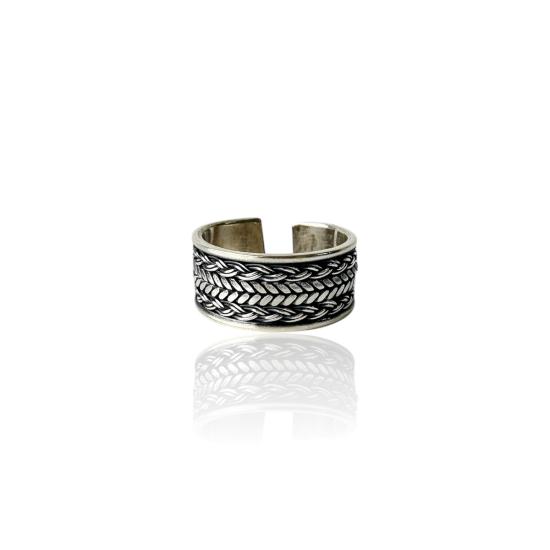 925 Sterling Silver Men’s Ring with Knitted Motif