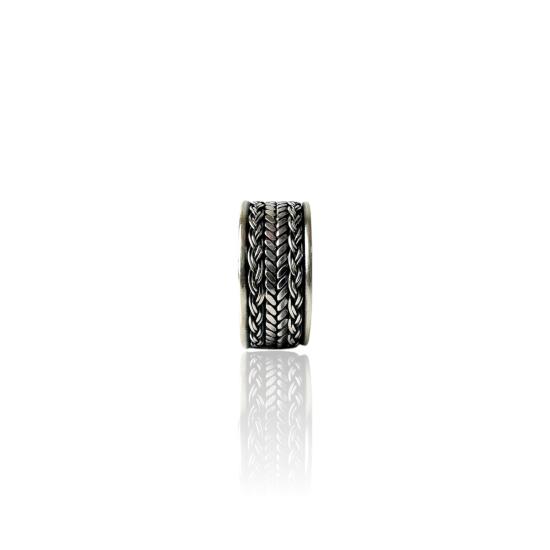 925 Sterling Silver Men’s Ring with Knitted Motif