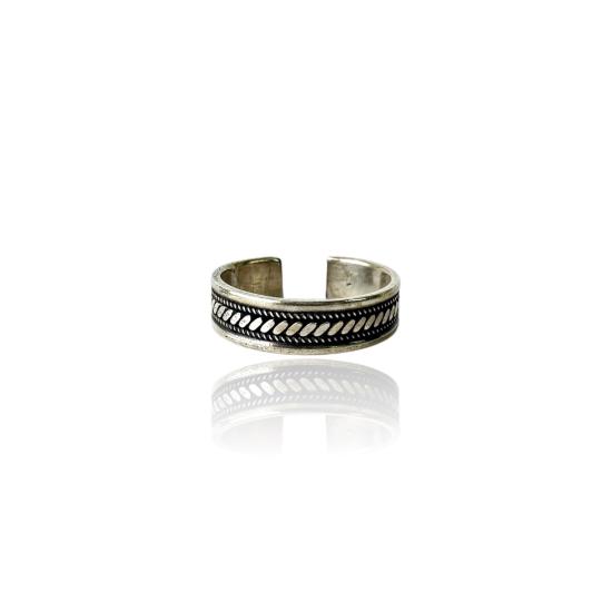 925 Sterling Silver Men’s Ring with Knitted Motif