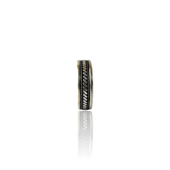 925 Sterling Silver Men’s Ring with Knitted Motif