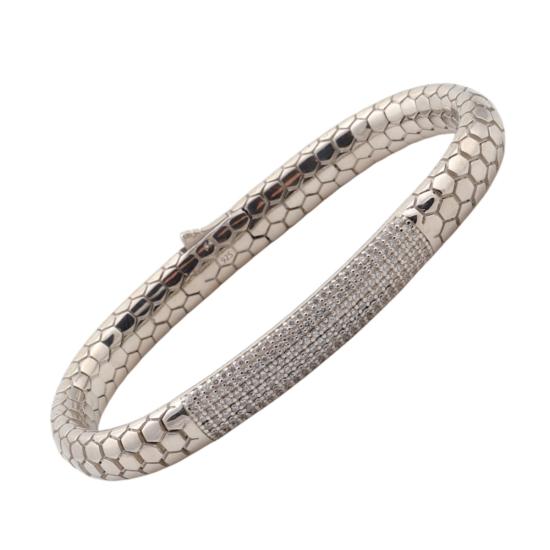 925 ayar Beyaz Rodaj Snake Vip Gümüş Bileklik
