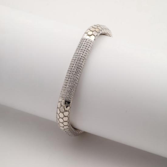 925 ayar Beyaz Rodaj Snake Vip Gümüş Bileklik