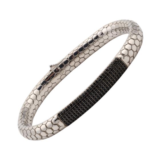 925 Ayar Siyah Zirkon Snake Vip Gümüş Bileklik