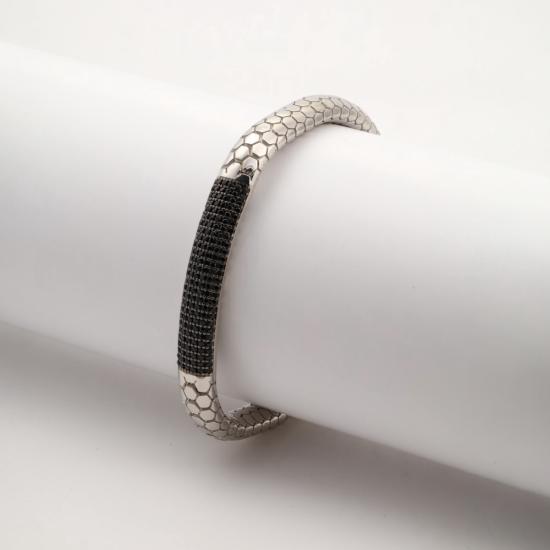 925 Ayar Siyah Zirkon Snake Vip Gümüş Bileklik