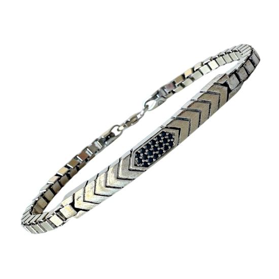 925 Sterling Zircon Stone Chain Silver Bracelet