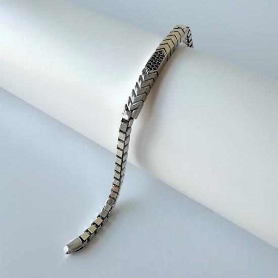 925 Sterling Zircon Stone Chain Silver Bracelet