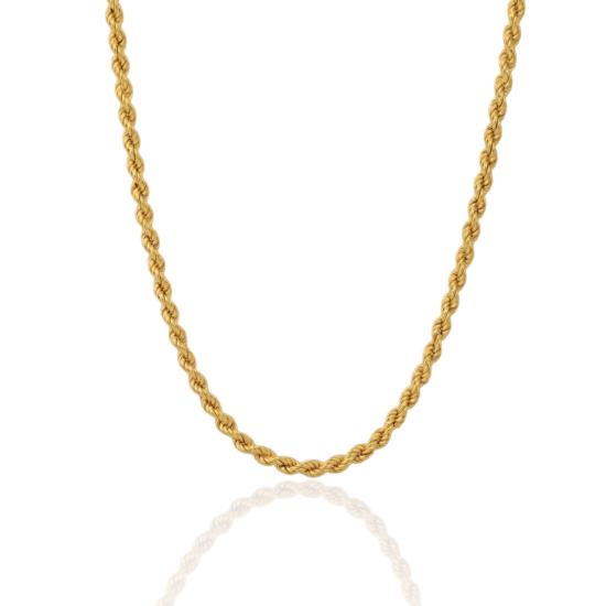 925 Carat Gold Plated Rope Twist Silver Necklace