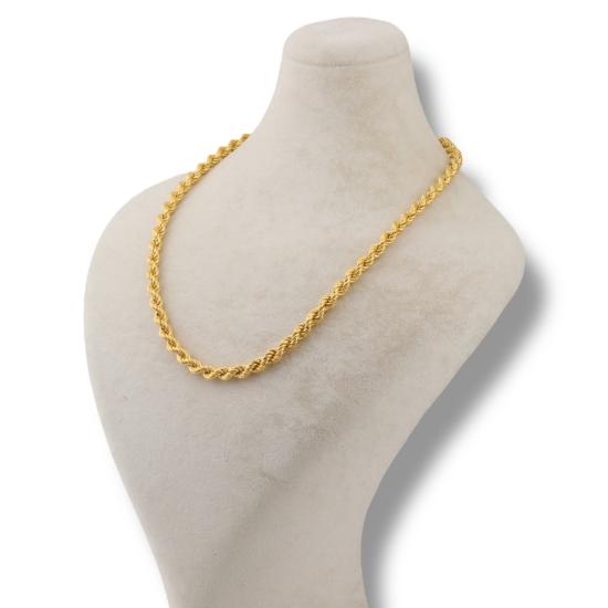 925 Carat Gold Plated Rope Twist Silver Necklace