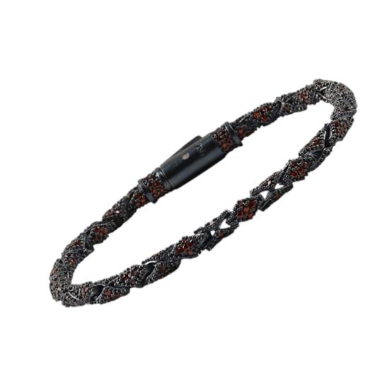 925 Ayar Oksitli Zirkon Taş Unisex Gümüş Bileklik