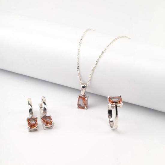 925 Ayar Gümüş Baget Yansımalı Zirkon Taşlı Set