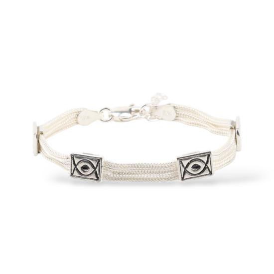 925 Carat Mardin Straw 3-Piece Silver Bracelet