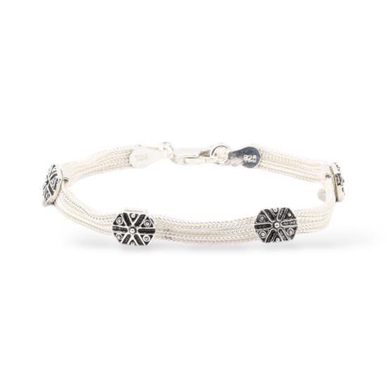 925 Carat Mardin Straw 3-Piece Silver Bracelet