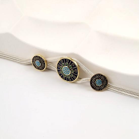 925 Sterling Flower Double Striped Straw Bracelet