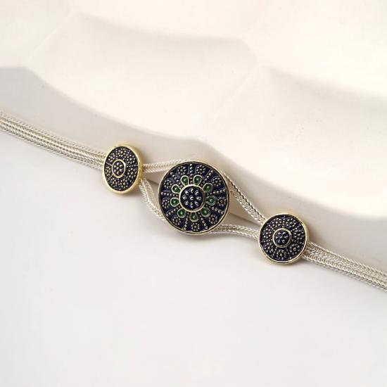 925 Sterling Flower Double Striped Straw Bracelet