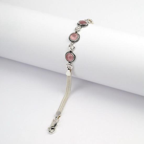 925 Sterling Silver Turquoise Stone Mesh Bracelet