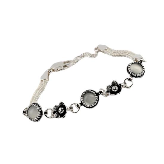 925 Sterling Silver Turquoise Stone Mesh Bracelet