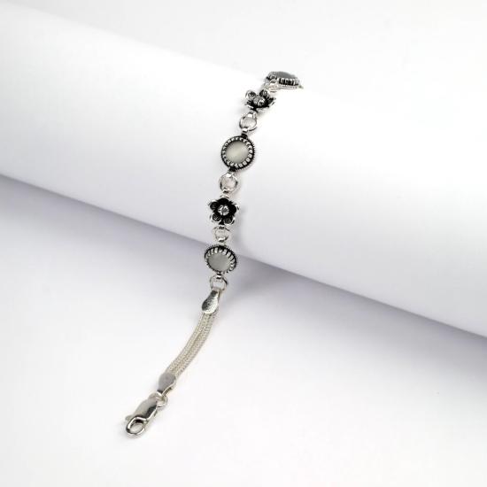 925 Sterling Silver Turquoise Stone Mesh Bracelet