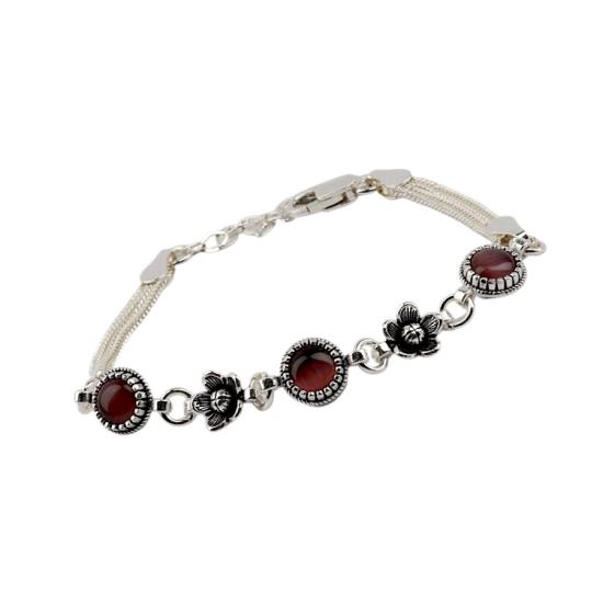 925 Sterling Silver Turquoise Stone Mesh Bracelet