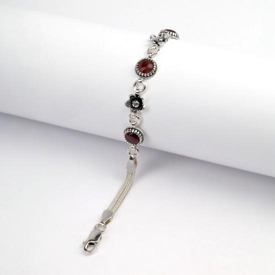 925 Sterling Silver Turquoise Stone Mesh Bracelet