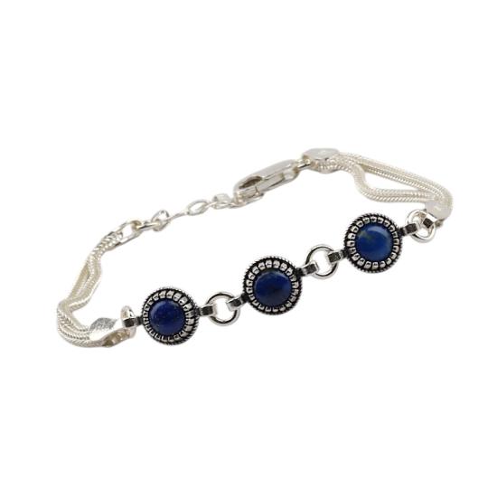 925 Sterling Silver Turquoise Stone Mesh Bracelet
