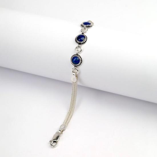 925 Sterling Silver Turquoise Stone Mesh Bracelet
