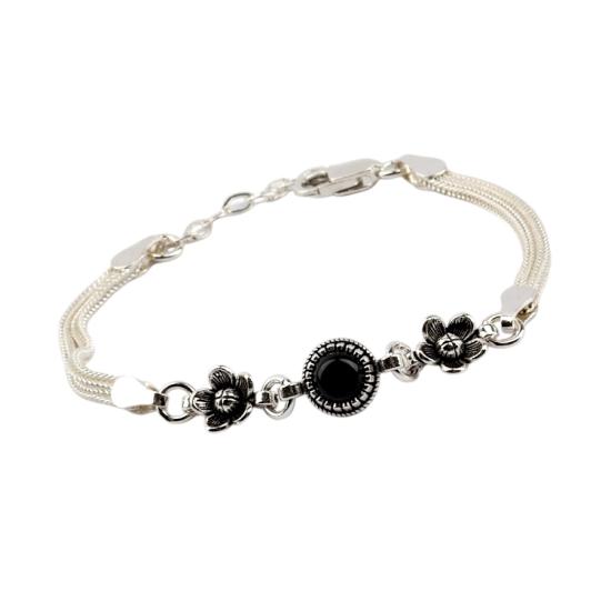 925 Sterling Silver Turquoise Stone Mesh Bracelet