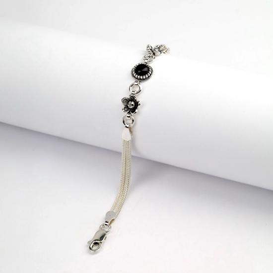 925 Sterling Silver Turquoise Stone Mesh Bracelet