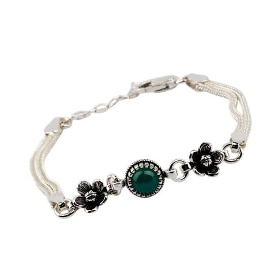 925 Sterling Silver Turquoise Stone Mesh Bracelet