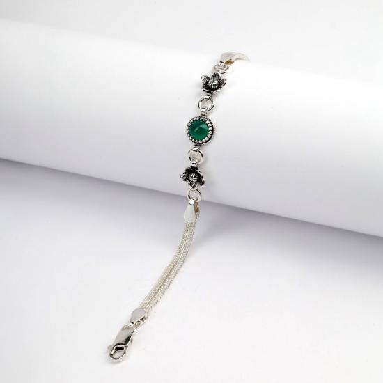925 Sterling Silver Turquoise Stone Mesh Bracelet