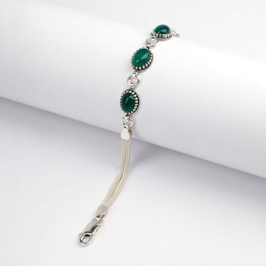 925 Sterling Silver Turquoise Stone Mesh Bracelet