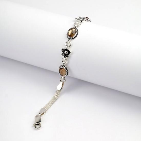 925 Sterling Silver Turquoise Stone Mesh Bracelet