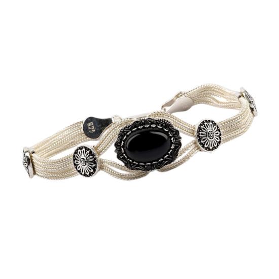 925 Sterling Silver Onyx Mardin Straw Bracelet