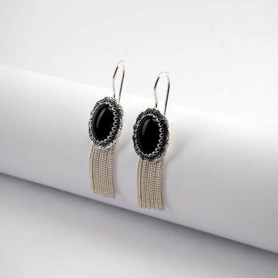 Round Filigree Silver Mardin Straw Womens Earrings