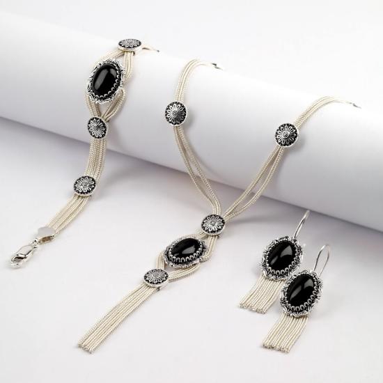 925 Carat Motif Mardin Wicker Silver Set