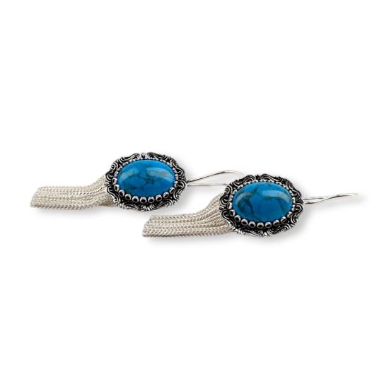 Round Filigree Silver Mardin Straw Womens Earrings