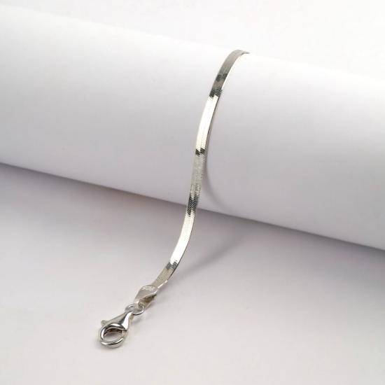 925 Sterling Flat Italian Silver Chain Bracelet